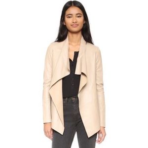 Mackage Genuine Leather Lambskin Jacket in Sand Sz M Drape Waterfall Front